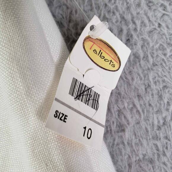 Talbots Pants Irish Linen Women’s Size 10 White Wide Leg Crop Lagenlook New - Picture 7 of 8